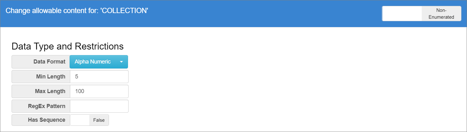 Data type and restrictions