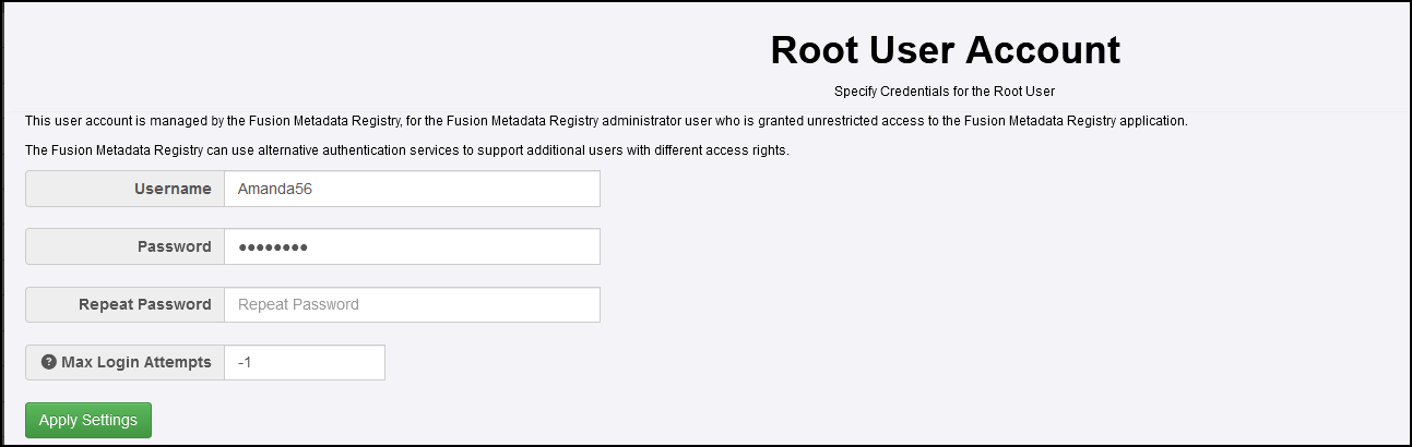 Security Settings Root User