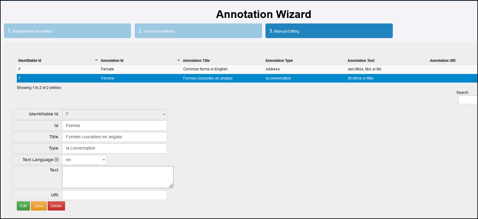 Annotations csv input